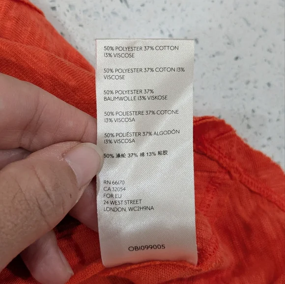 We The Free Women Coral Orange Top Tee T-Shirt Short Cap Sleeve Casual Summer M - Picture 9 of 9